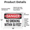 Signmission No Smoking Within 50 Feet Danger Sign, Vinyl Decal, 18in W x 12in L, 2PK OS-2PACK-DS-D-1218-L-19451 - alternate 3